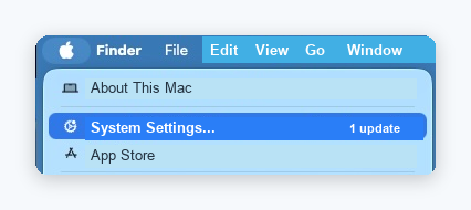 Apple menu with System Settings selected